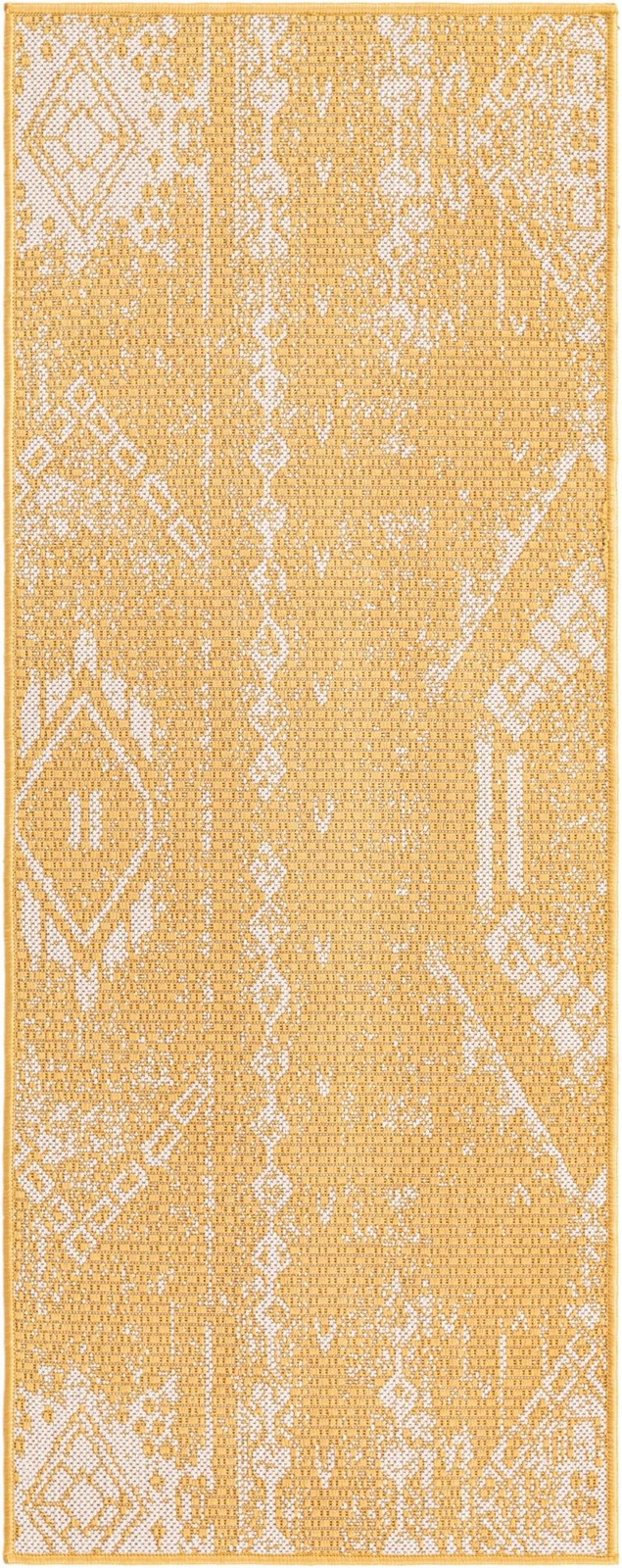 2' x 5' 3 Wildman · Geometric Outdoor Rug, yellow