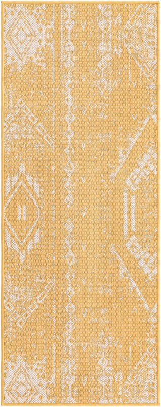 2' x 5' 3 Wildman · Geometric Outdoor Rug, yellow