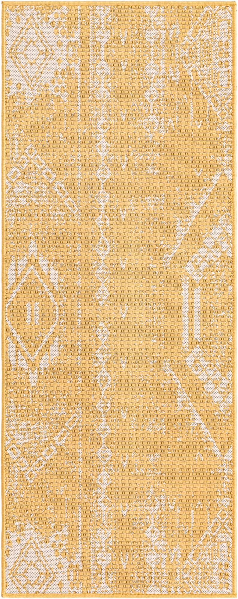 2' x 5' 3 Wildman · Geometric Outdoor Rug, yellow