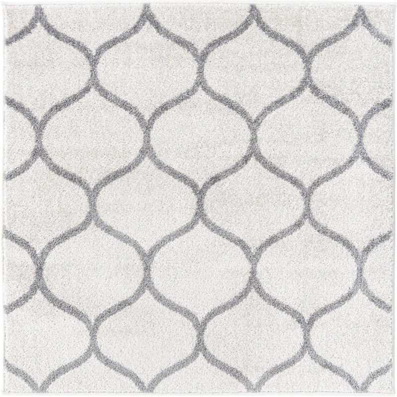 3' x 3' Ingram · Lattice rug, ivory and gray