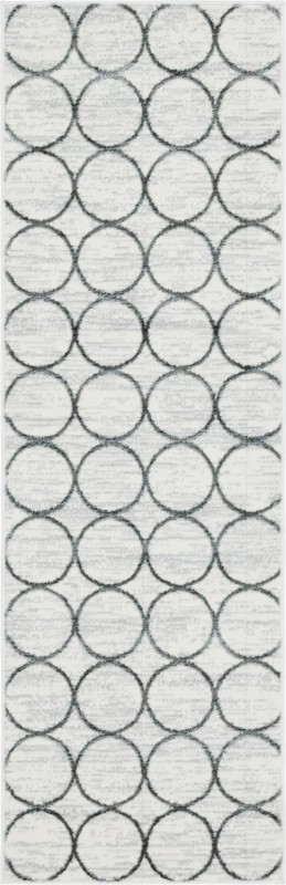 2' x 6' Corvallis · Geometric lattice rug, white and gray