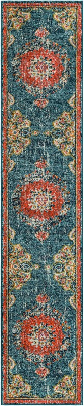 Amberley · Medallion rug, navy and red