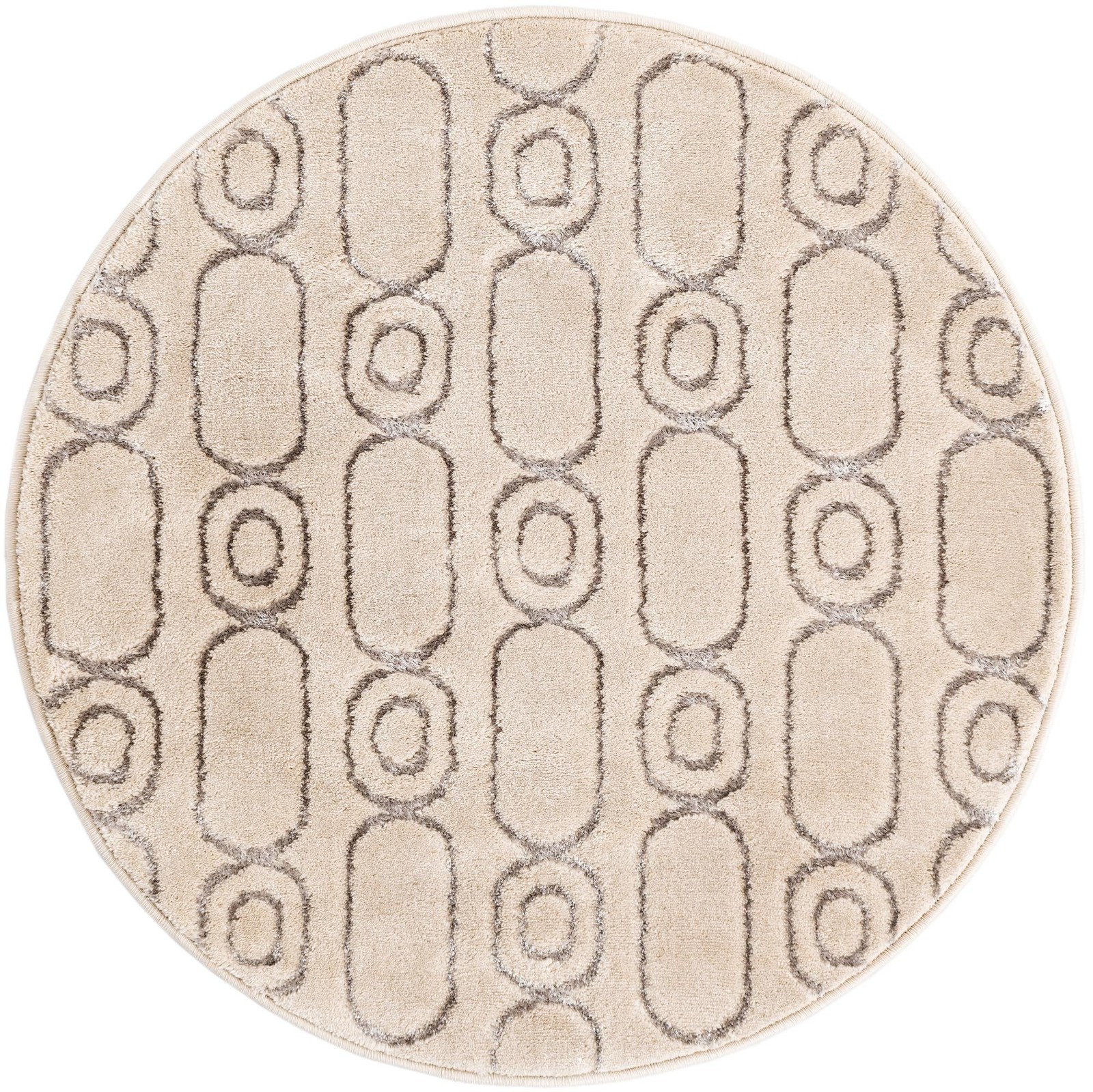 3' x 3' Renwick · Geometric rug, white and silver