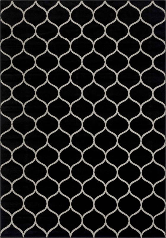 10' x 14' Ingram · Lattice rug, black and ivory