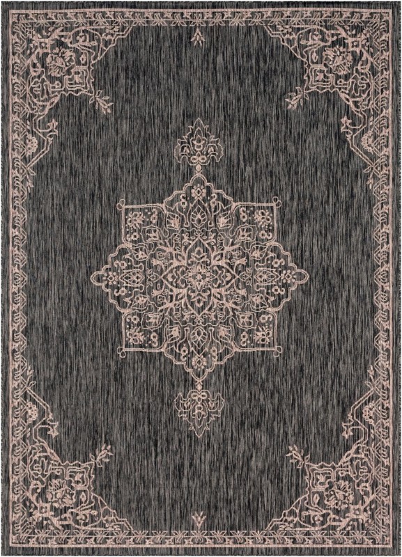 7' x 10' Rhys · Border Outdoor Rug, charcoal