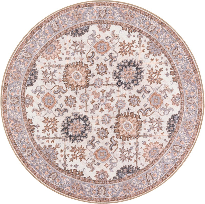 Carden · Persian medallion Washable Rug, ivory and peach