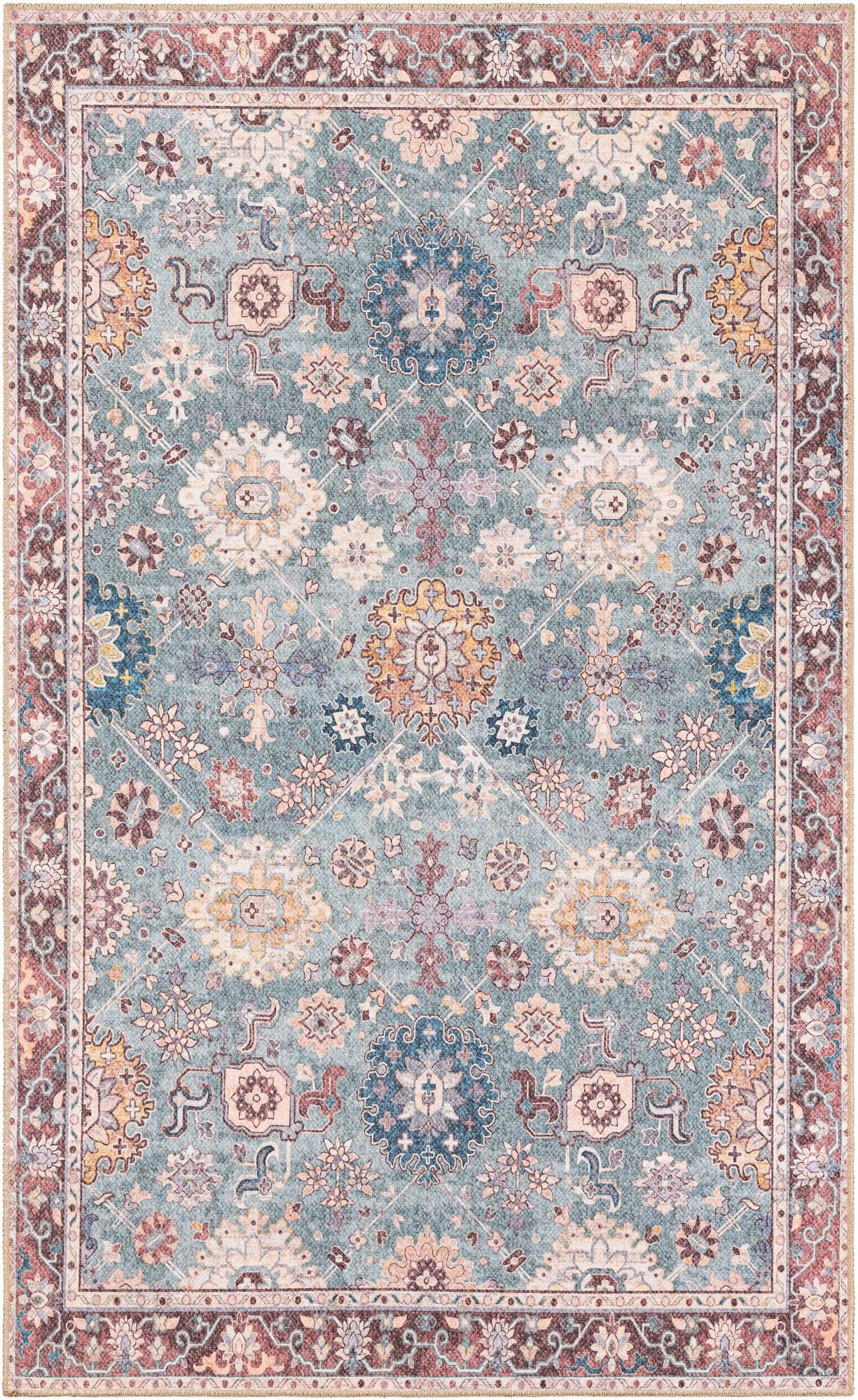 5' 1 x 8' Carden · Border Washable Rug, green