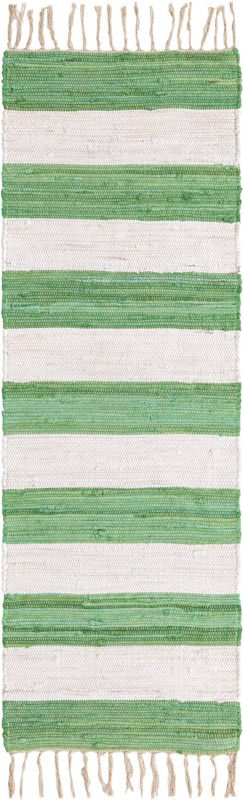 Flagstaff · Striped Chindi Rug, green and ivory