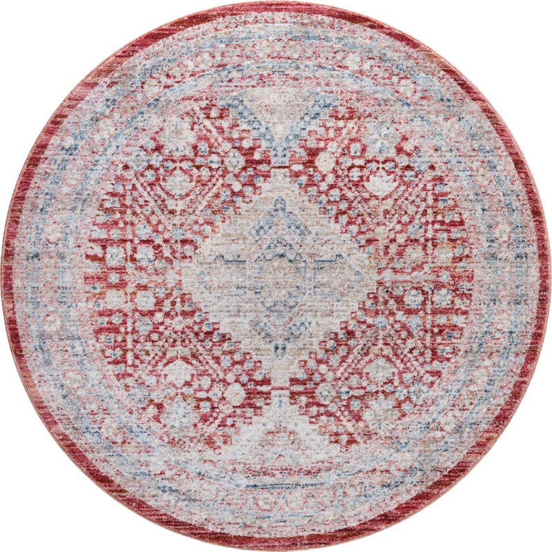 3' 10 x 3' 10 Harbin · Border rug, red