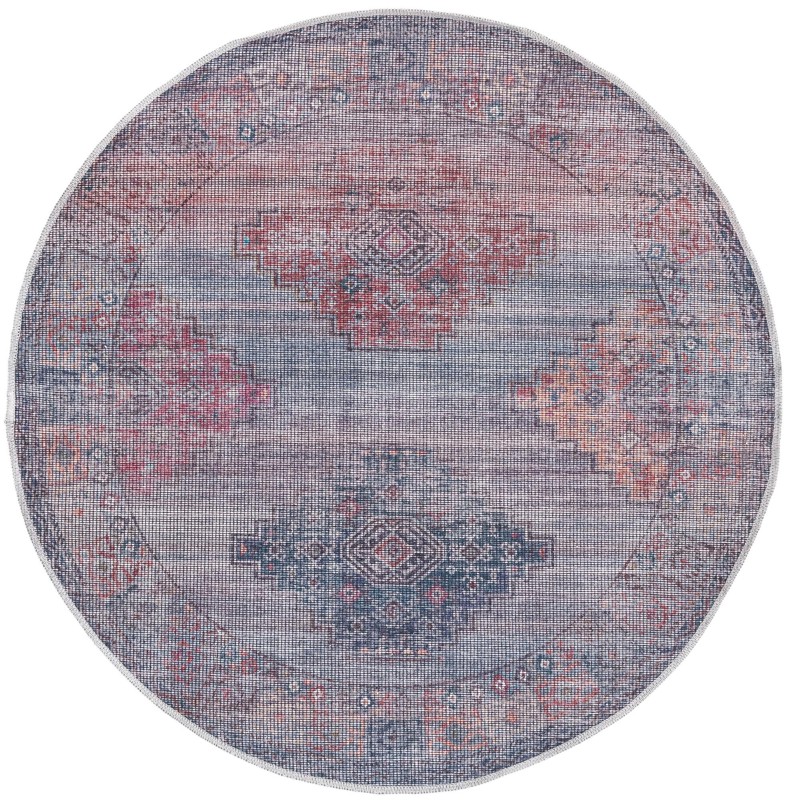 Perley · Geometric medallion Washable Rug, antique blue