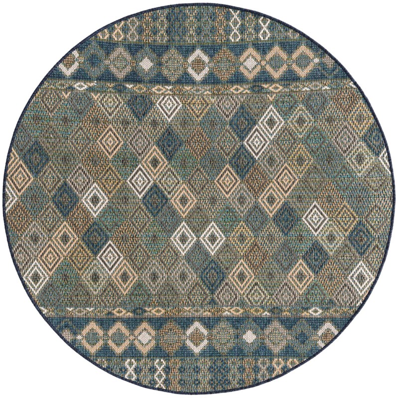 Violet · Border Outdoor Rug, navy