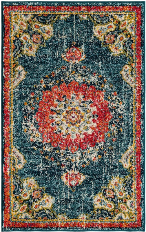 Amberley · Medallion rug, navy and red