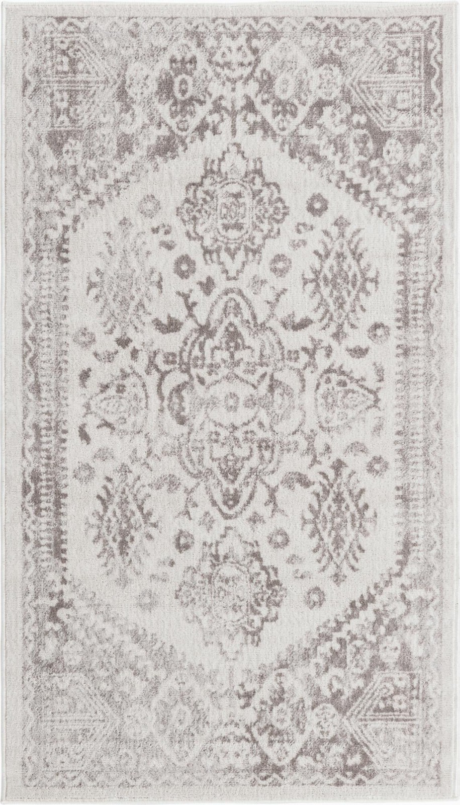 3' x 5' 3 Elsie · Faded medallion rug, cream and ivory