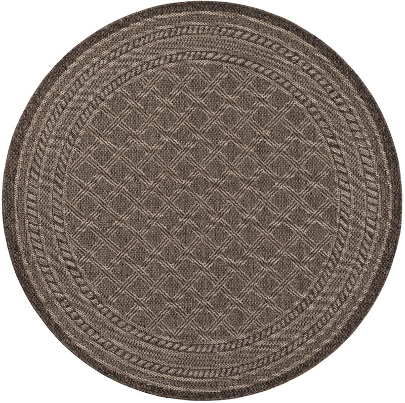 5' 1 x 5' 1 Mercer · Border Outdoor Rug, chocolate brown