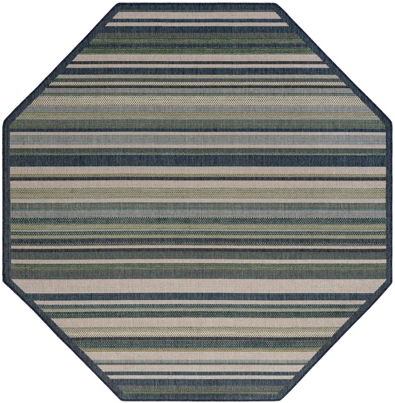 McBride · Striped Outdoor Rug, blue and ivory
