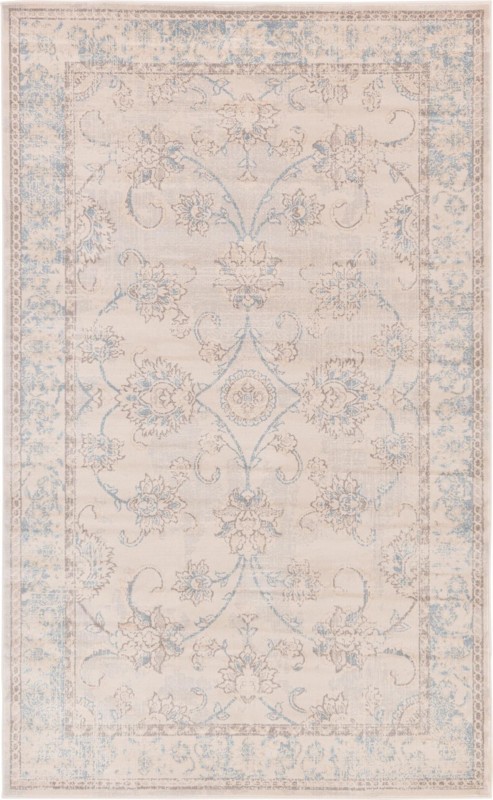 3' 3 x 5' 3 Sharland · Traditional floral rug, beige and blue