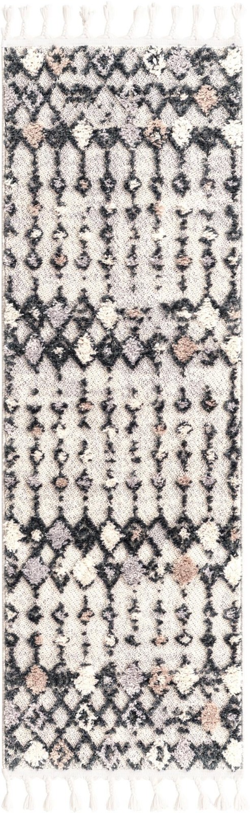 2' x 6' Josephine · Geometric tribal rug, sand and gray