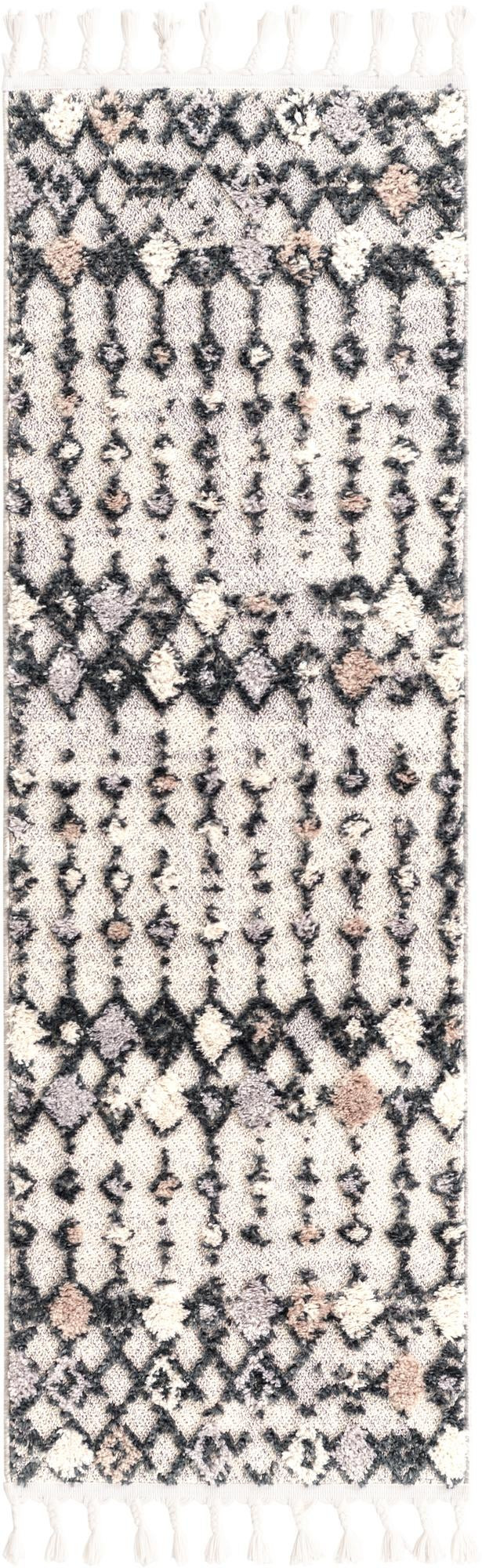 2' x 6' Josephine · Geometric tribal rug, sand and gray