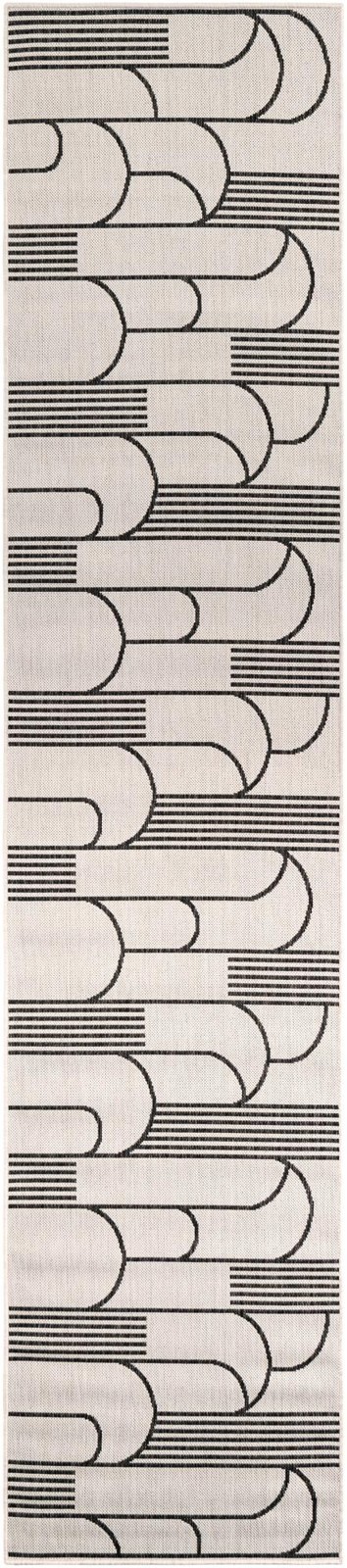 2' 7 x 12' Prudence · Geometric Outdoor Rug, black and white