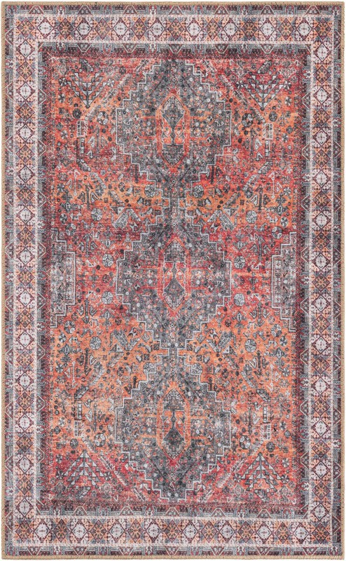 Cowper · Border Washable Rug, rust red