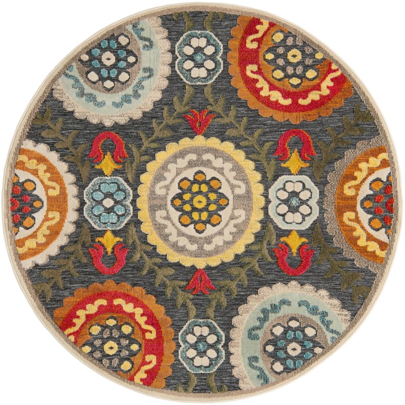 6' x 6' Quincy · Geometric Outdoor Rug, gray