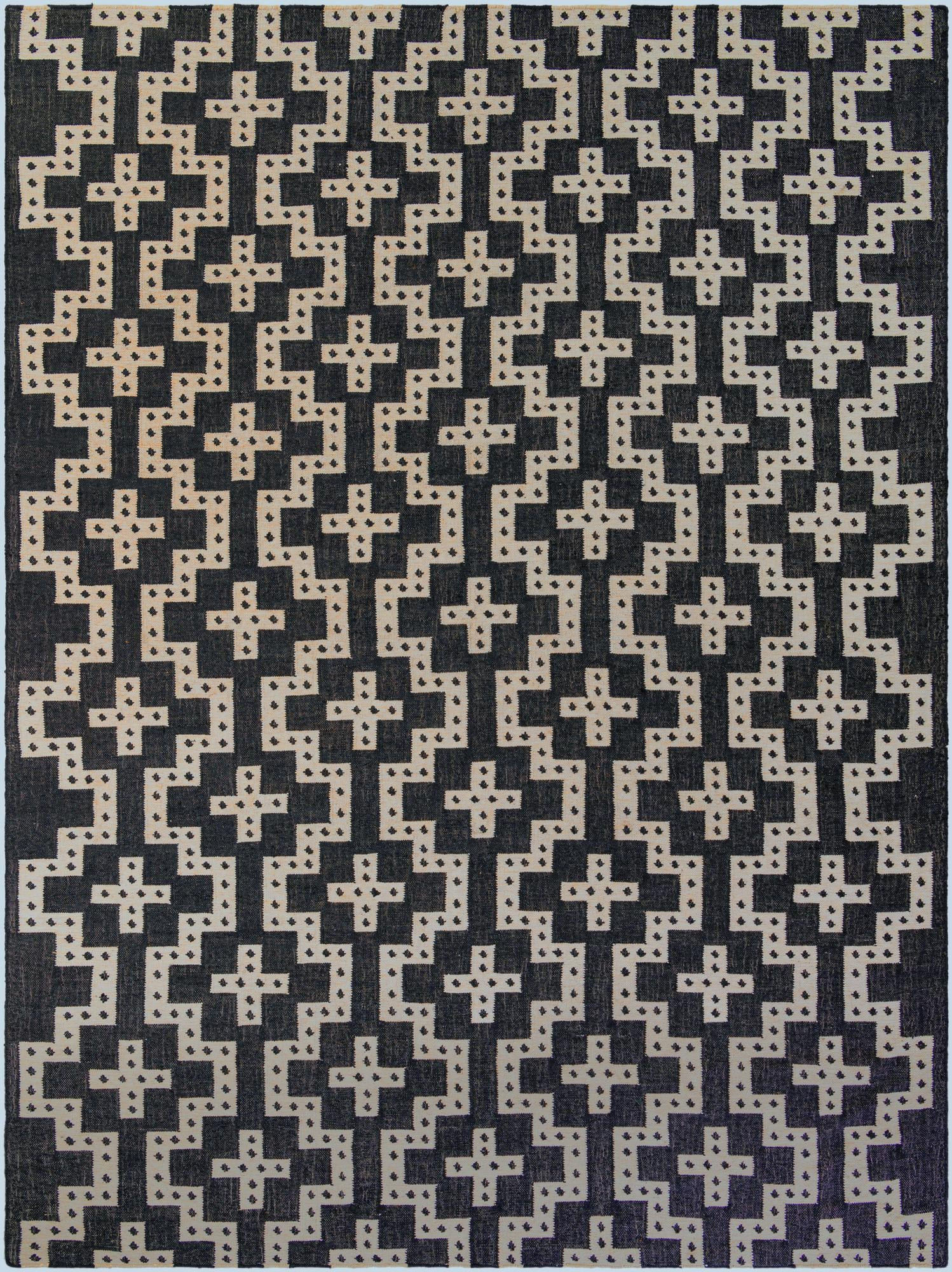 10' x 14' 1 Earley · Geometric Wool Rug, navy and off-white