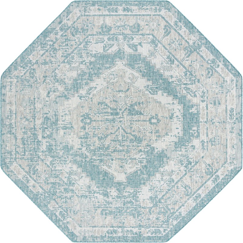 7' 10 x 7' 10 Wylie · Border Outdoor Rug, aqua