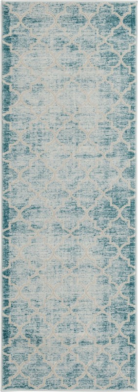2' 2 x 6' Dallimore · Lattice rug, teal and ivory