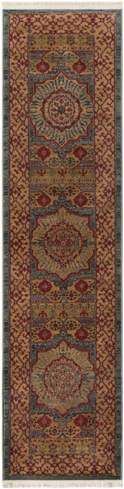 2' x 8' Nesbitt · Medallion rug, gold and red
