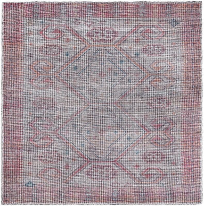 Bascom · Geometric medallion Washable Rug, rust and beige
