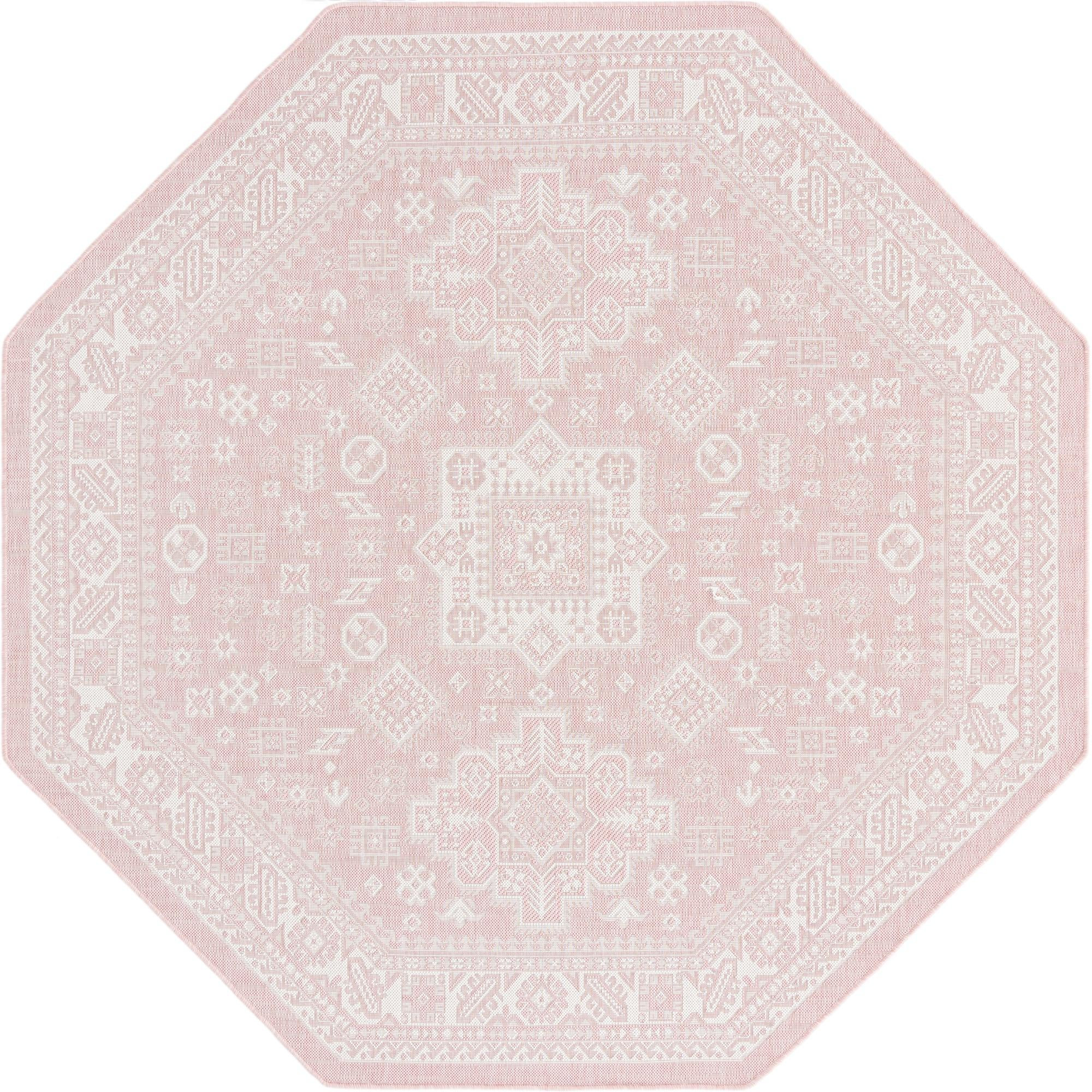 7' 10 x 7' 10 Bellamy · Border Outdoor Rug, pink