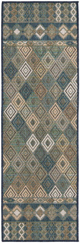 Violet · Border Outdoor Rug, navy