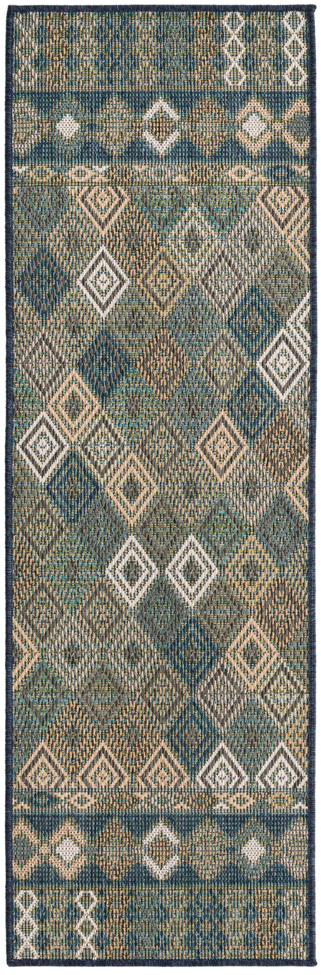 2' x 6' Violet · Border Outdoor Rug, navy