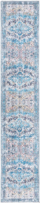 2' x 10' Cleo · Border Washable Rug, blue