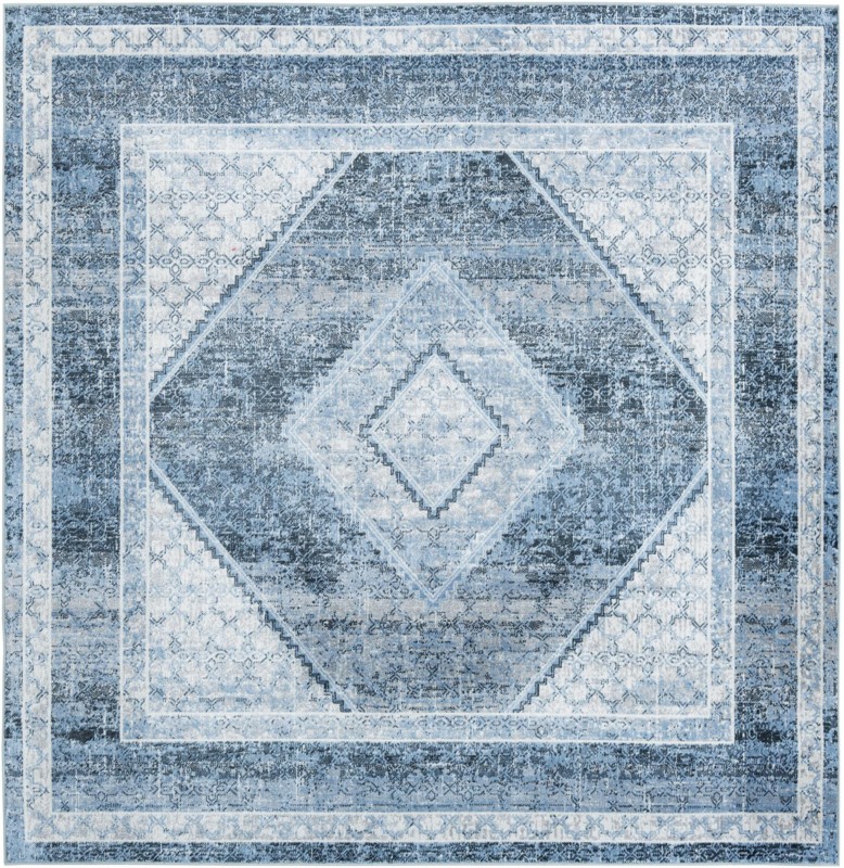 Redwing · Diamond runner Washable Rug, blue and ivory