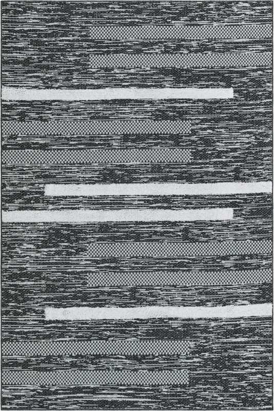 5' 3 x 8' Hornsby · Striped rug, black, gray, ivory