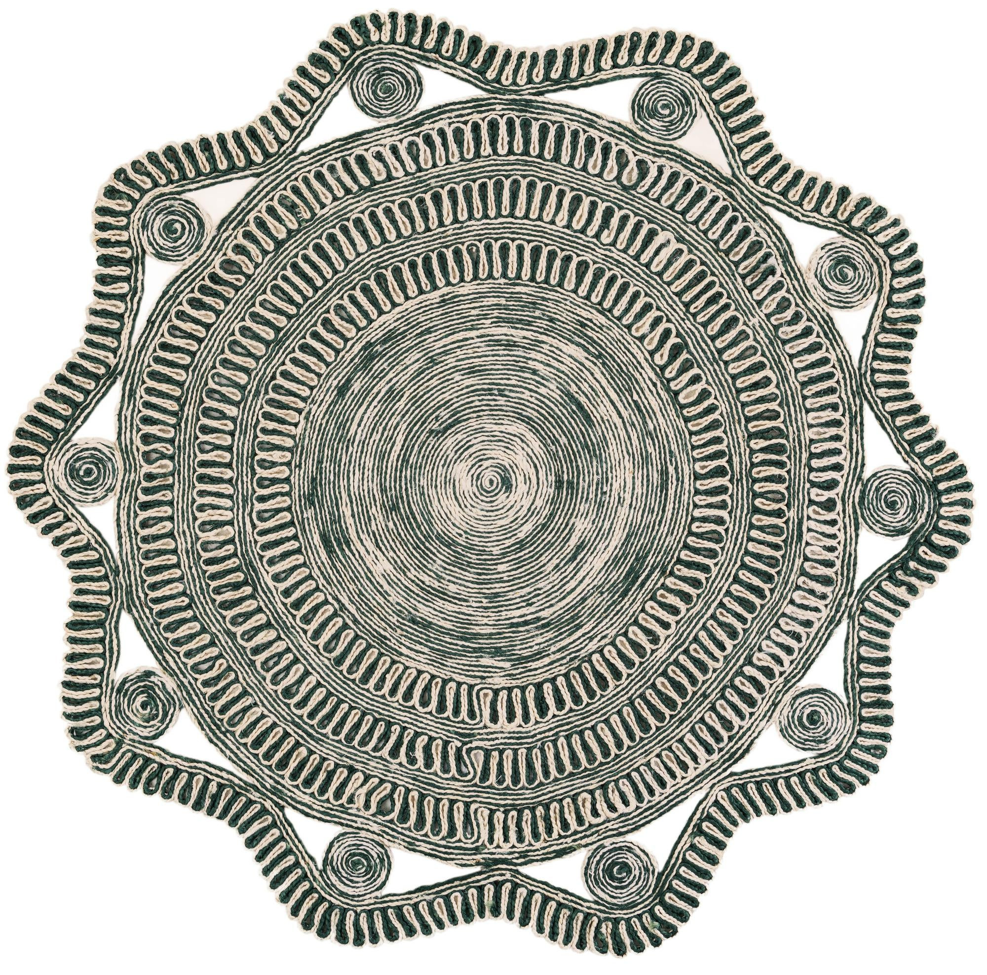 6' 1 x 6' 1 Yardley · Lines Braided Jute Rug, green and white