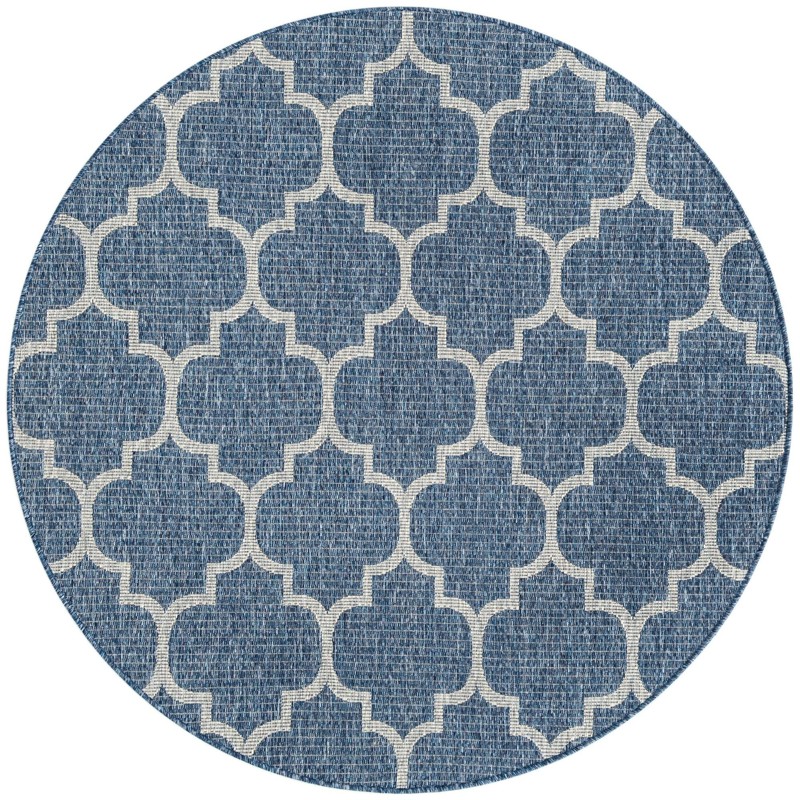 5' 3 x 5' 3 Fanshawe · Lattice Outdoor Rug, navy and ivory