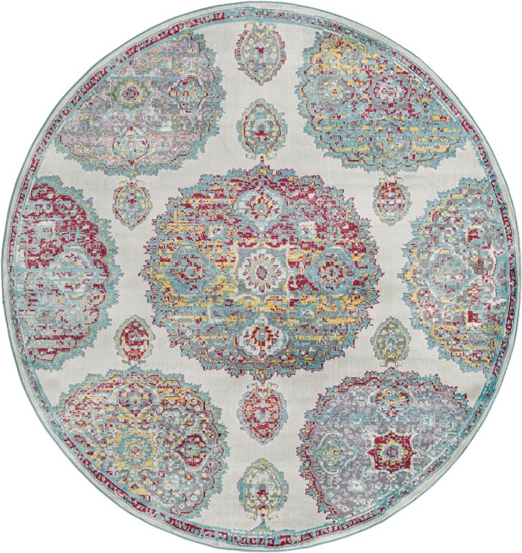 8' 2 x 8' 2 Mather · Medallion rug, cream and multi