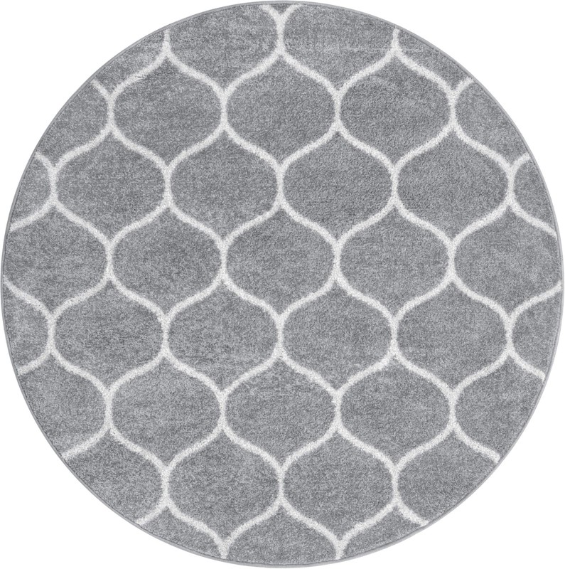 7' x 7' Ingram · Lattice rug, gray and ivory