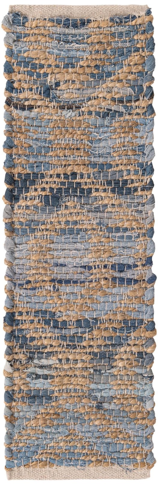 0' 9 x 2' 6 Hops · Lattice Chindi Rug, navy and natural