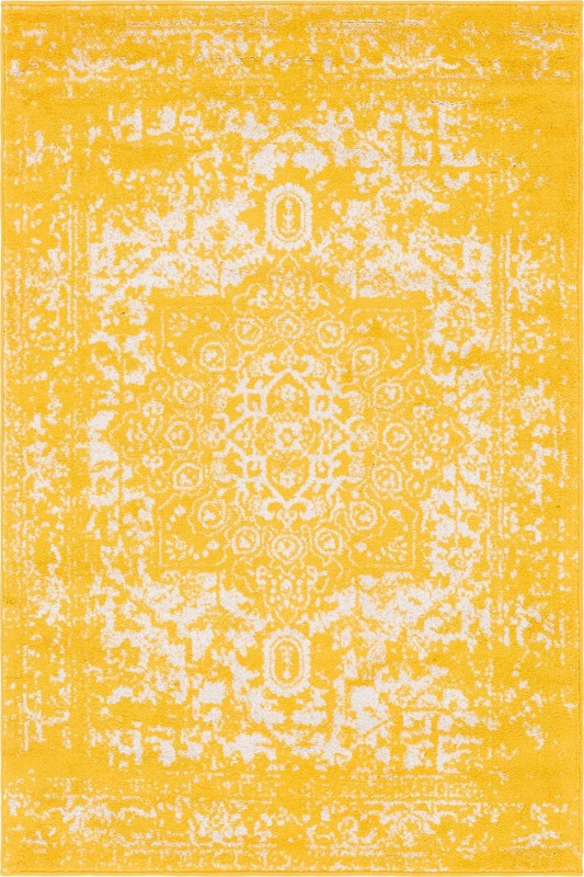 4' x 6' Birch · Border rug, yellow