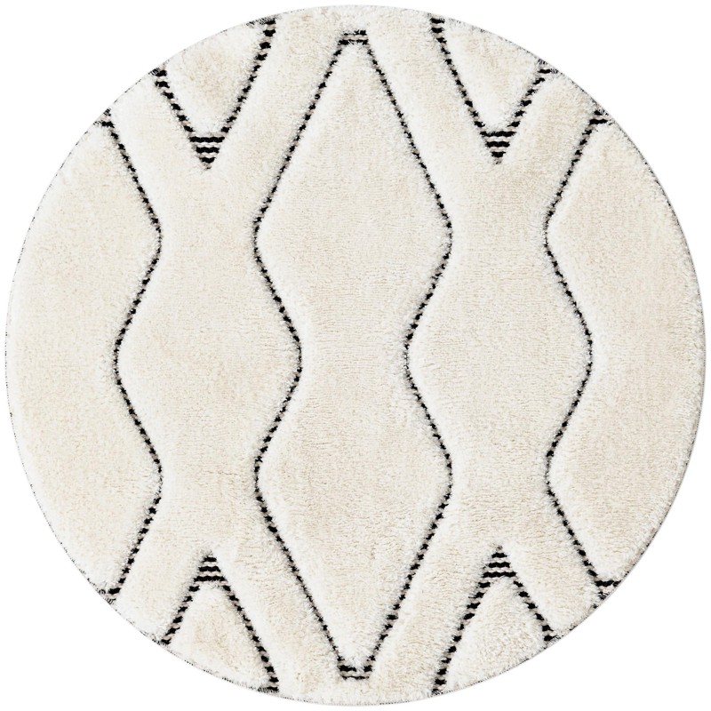 3' x 3' Armstead · Geometric trellis rug, ivory and black