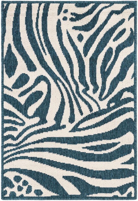 2' x 3' Whittier · Animal print Outdoor Rug, navy blue and ivory