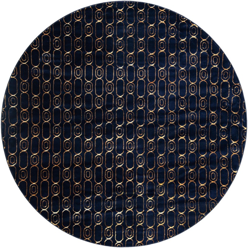 10' x 10' Renwick · Geometric rug, navy blue and gold