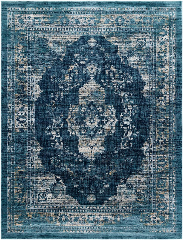 Fanshawe · Medallion rug, navy and beige