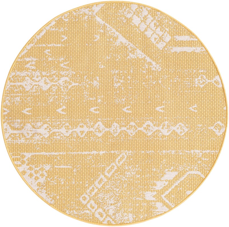 3' x 3' Wildman · Geometric Outdoor Rug, yellow