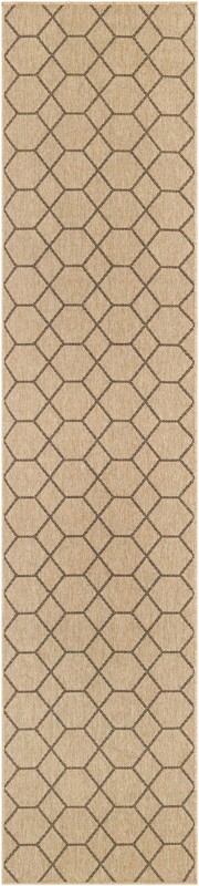 2' 7 x 12' Richter · Geometric lattice rug, natural and brown