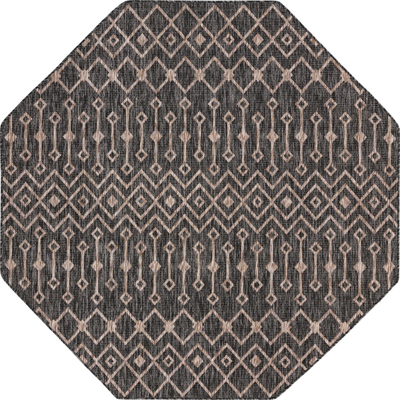 7' 10 x 7' 10 Kearney · Geometric diamond Outdoor Rug, charcoal and natural