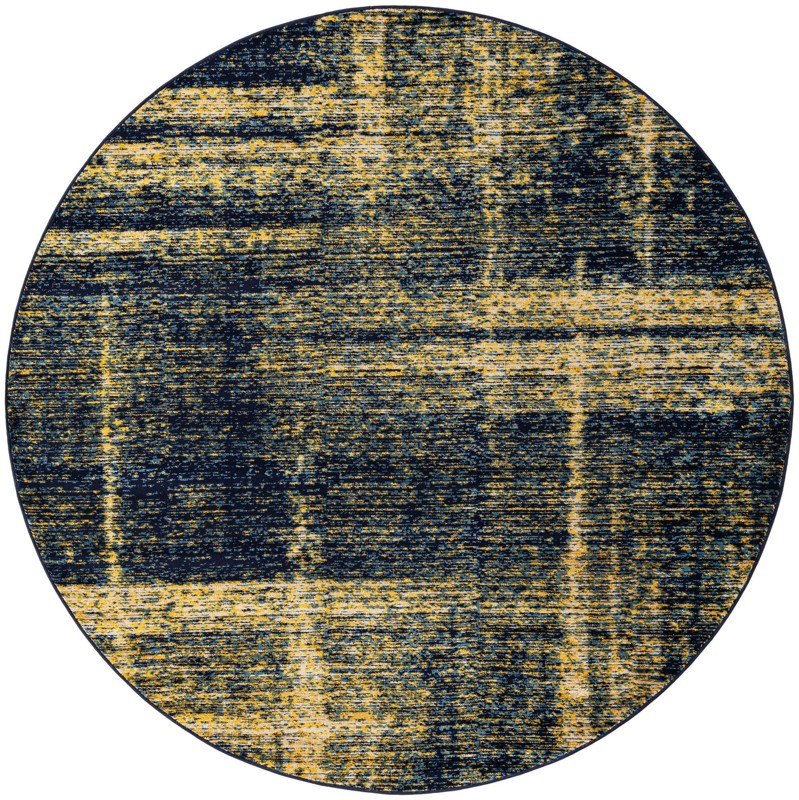 7' 10 x 7' 10 Rudd · Abstract rug, navy blue and yellow